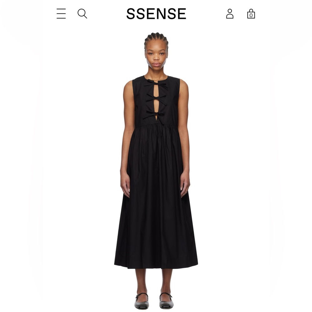 Ganni Black Cotton Poplin Midi Dress in Size 38 (US 8/10)